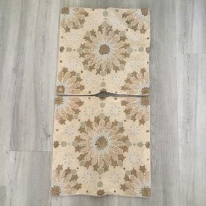 Pottery Barn 18X18 Sequined Cream With Light Blue Pillow Cases Covers Lot of 2